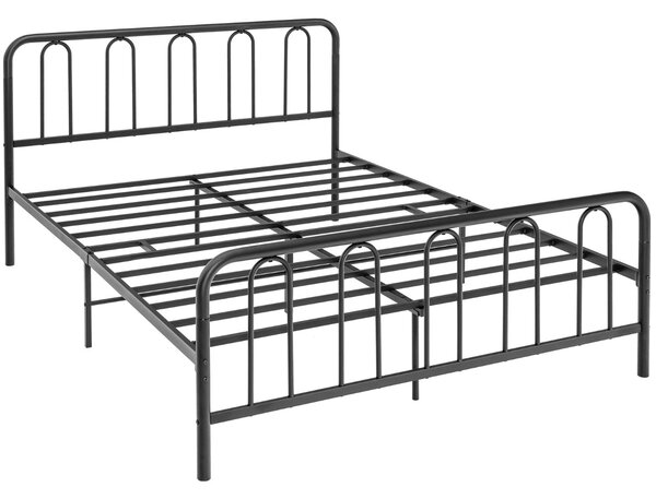 Costway Struttura letto in metallo con testiera e pediera, Supporto per materasso con doghe in acciaio 208x164x101cm Nero