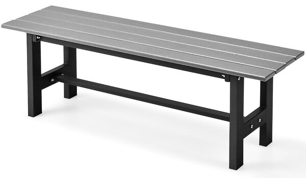 Costway Panca da esterno 2 posti 120cm con sedile a doghe telaio in metallo, Panca giardino verniciato a polvere Grigio
