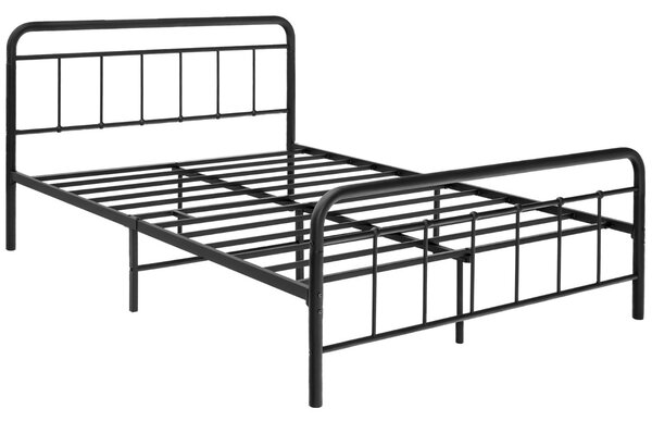 Costway Struttura del letto in metallo con testiera pediera doghe, Struttura del letto moderna silenziosa 208x164cm Nero