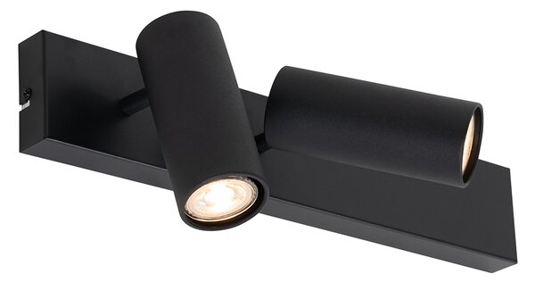 Faretto da soffitto smart nero 2 luci regolabile incl. 2 Wifi GU10 50mm - Renna