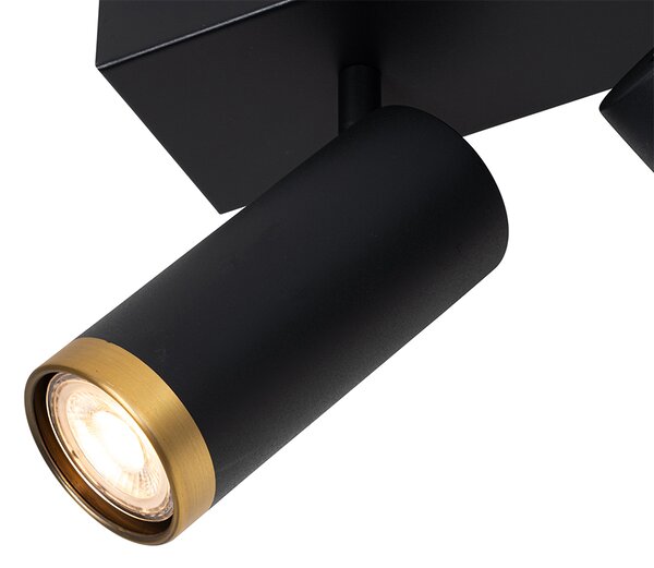 Faretto da soffitto moderno nero con bronzo 4 luci orientabile - Renna
