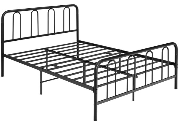 Costway Struttura letto in metallo con testiera e pediera, Supporto per materasso con doghe in acciaio 209x144x101cm Nero