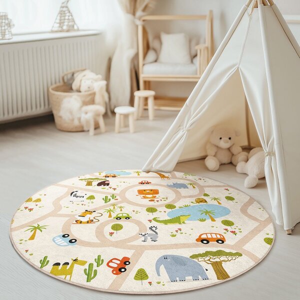 Tappeto da gioco per bambini lavabile ø120 cm Savana Ride – Mila Home