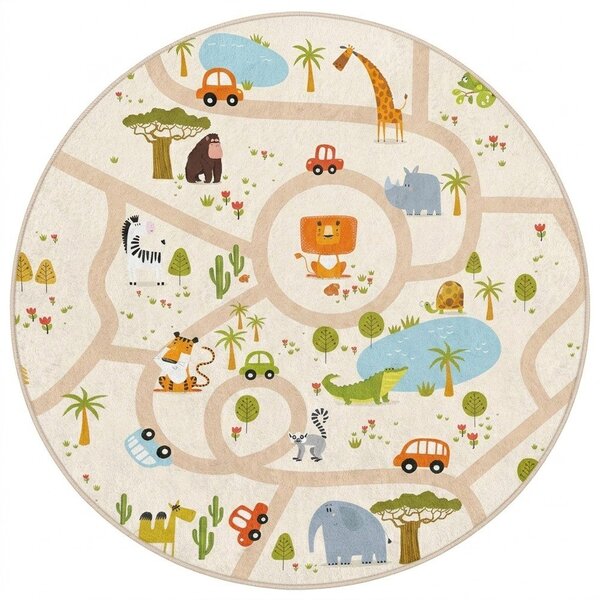 Tappeto da gioco per bambini lavabile ø120 cm Savana Ride – Mila Home