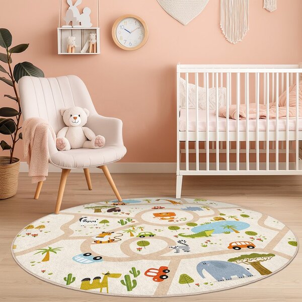 Tappeto da gioco per bambini lavabile ø120 cm Savana Ride – Mila Home