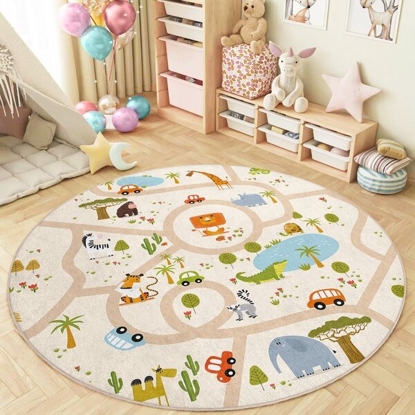 Tappeto da gioco per bambini lavabile ø120 cm Savana Ride – Mila Home