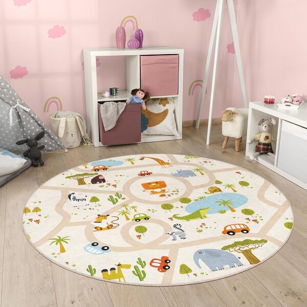 Tappeto da gioco per bambini lavabile ø120 cm Savana Ride – Mila Home