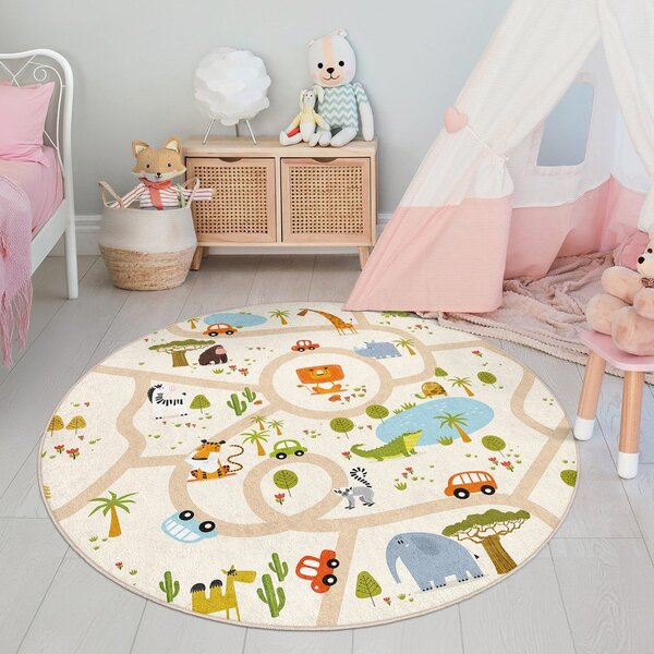 Tappeto da gioco per bambini lavabile ø120 cm Savana Ride – Mila Home