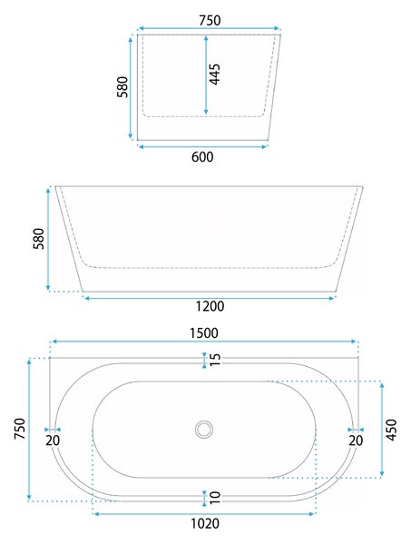 Vasca Bagno A Parete Rea Eris 150cm