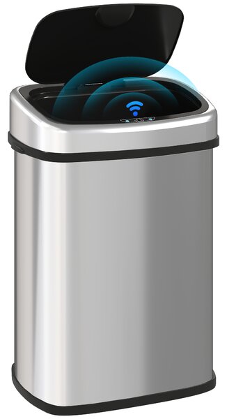 HOMCOM bidone infrarossi cestino infrarossi pattumiera infrarossi cestino homcom pattumiera homcom Argento, nero 40.9 × 28.9 × 75cm|Aosom