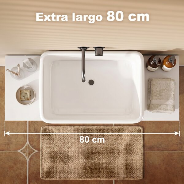 HOMCOM Mobile Sottolavabo Moderno con 2 Cassetti e Divisori per Lavabo Senza Piedistallo, 80x30x60 cm, Bianco | Aosom Italy