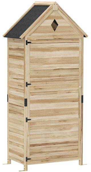 Outsunny Capanno con 4 Ripiani, Tetto in Asfalto Impermeabile, in Legno, 80x49x170 cm, Marrone Chiaro | Aosom Italy