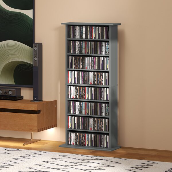 HOMCOM Scaffali per CD e DVD con 8 Scomparti e 6 Ripiani Regolabili, Grigio | Aosom Italy