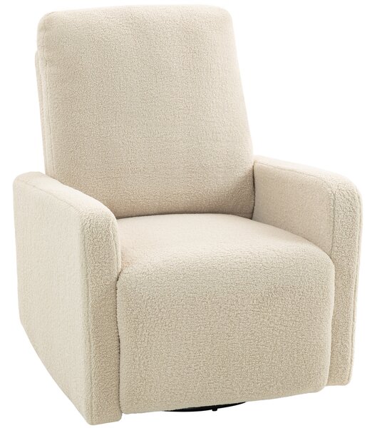 HOMCOM Poltrona Relax Reclinabile con Poggiapiedi, Girevole a 360° e Basculante, 76x94x100 cm, Beige | Aosom Italy