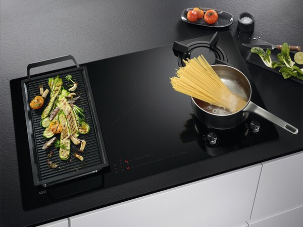 Aeg Piano Cottura misto 2 Fuochi a Gas 3 Fuochi Induzione Funzione Bridge Larghezza 90 cm colore Nero - HDB95623NB