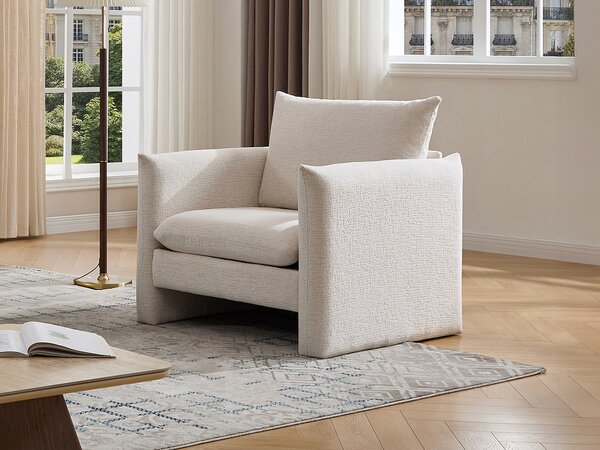 Poltrona in tessuto ciniglia beige - GORAZI