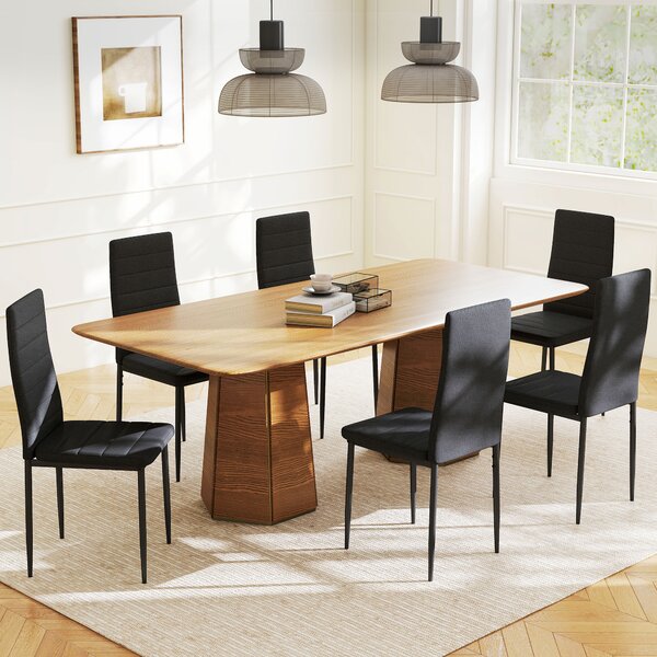HOMCOM Set da 6 Sedie da Pranzo Moderne Rivestite in Lino Sintetico, con Schienale Alto e Gambe in Metallo, 41x50x97 cm, Nero | Aosom Italy