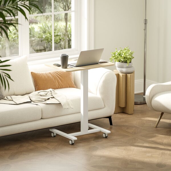 Vinsetto Scrivania in Piedi con 4 Ruote, Regolabile in Altezza, 65x48x108 cm, Giallo | Aosom Italy