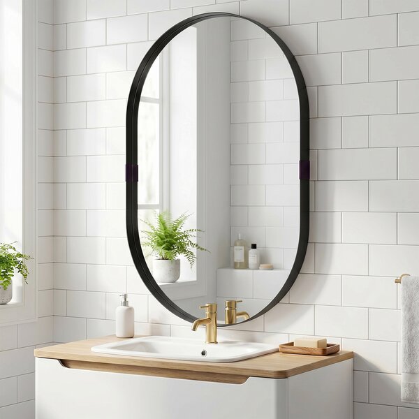 HOMCOM Specchio da Parete, Specchio Decorativo 60x90 cm in Vetro Temperato e Cornice in Alluminio, per Camera, Soggiorno e Corridoio, Nero | Aosom Italy
