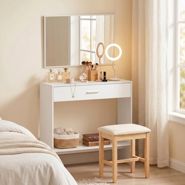HOMCOM Mobile da Ingresso con Specchio, Cassetto e Ripiano, 91,5x27,9x85,5 cm, Bianco | Aosom Italy