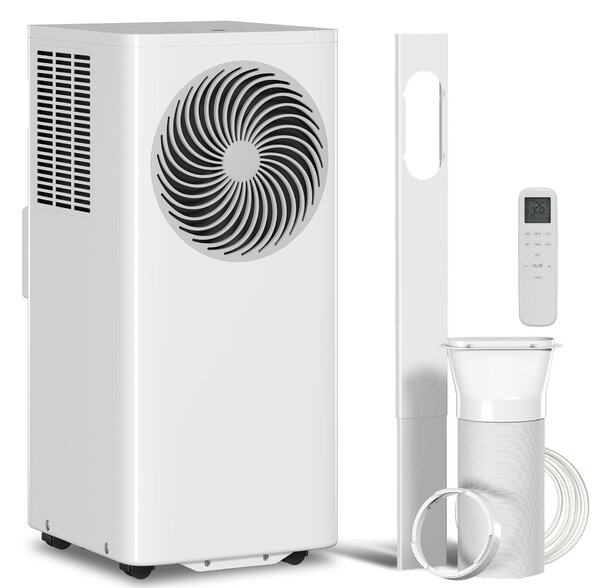 HOMCOM Condizionatore Portatile 9000BTU, 2.6kW 4 in 1, Classe A, Telecomando, Display LED, Timer 24H, per 33 m², Bianco | Aosom Italy