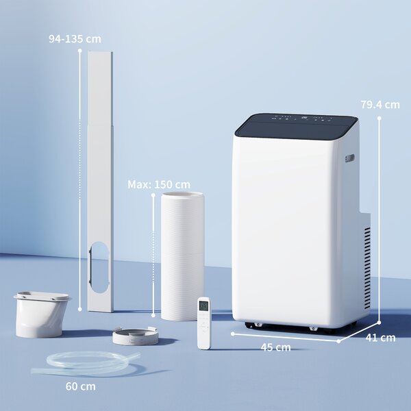 HOMCOM Condizionatore Portatile 12.000 BTU con Tecnologia Inverter, Condizionatore 6-in-1 con Oscillazione Automatica 60°, Timer 24 ore, Telecomando | Aosom Italy