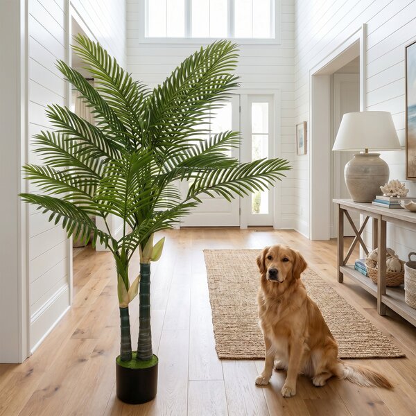 HOMCOM Palma Artificiale 150 cm in Vaso con 16 Fronde per Soggiorno e Balcone Decorazione, Verde | Aosom Italy