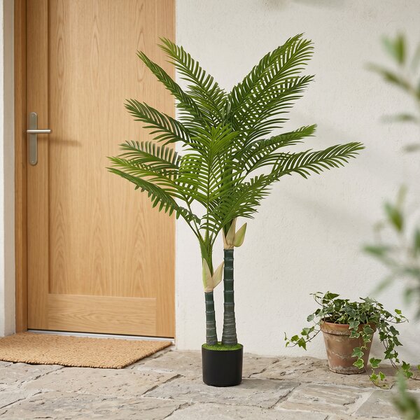 HOMCOM Palma Artificiale 150 cm in Vaso con 16 Fronde per Soggiorno e Balcone Decorazione, Verde | Aosom Italy