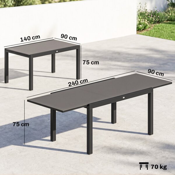 Outsunny Tavolo da Giardino Tavolo da Pranzo Allungabile 140/240x90 cm Nero | Aosom Italy
