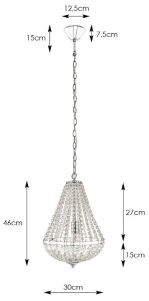 Markslöjd 106118 - Lampadario di cristallo a sospensione con catena GRÄNSÖ 1xE27/60W/230V
