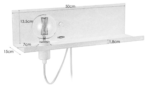 Markslöjd 106969 - Applique dimmerabile con USB MULTI 1xE27/60W/230V