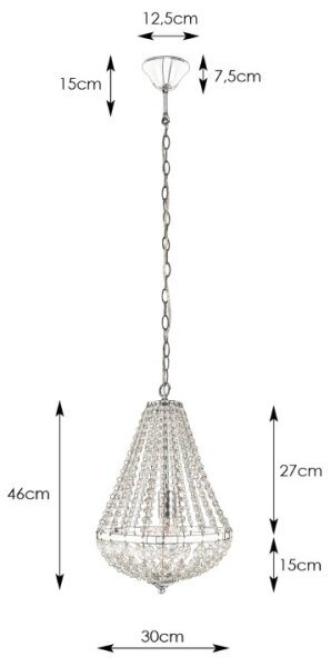 Markslöjd 104889 - Lampadario di cristallo su catena GRÄNSÖ 1xE27/60W/230V