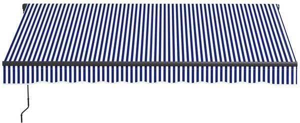 Outsunny Tendalino Protezione Solare Tendalino da Terrazza, incluso Manovella, resistente alle intemperie, 247 cm x 295 cm, Blu + Bianco