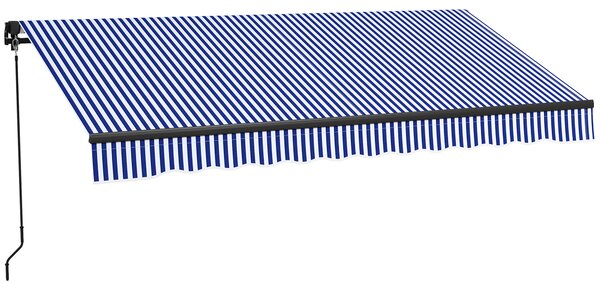 Outsunny Tendalino Protezione Solare Tendalino da Terrazza, incluso Manovella, resistente alle intemperie, 247 cm x 295 cm, Blu + Bianco