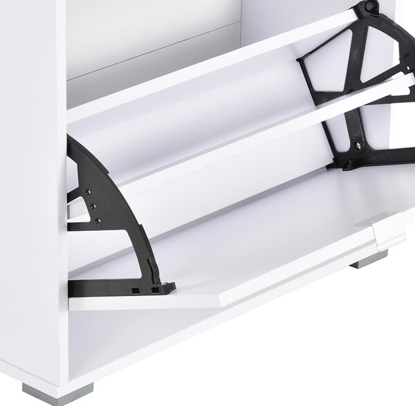 HOMCOM Mobile a Scarpe Armadio a scarpe 3 ante ribaltabili 3 scomparti in legno 60L x 26P x 124A cm Bianco laccato