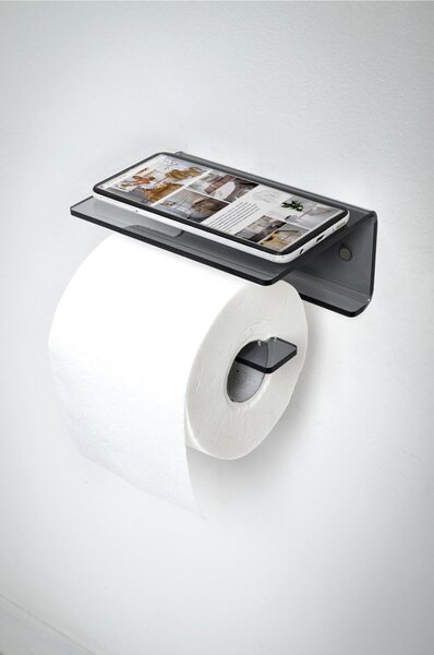 Portarotolo da Bagno In Plexiglass CLIO TOILET STAND Dimensioni 16x11x h 6,5 cm - peso 0.3 kg Colore Grigio Fume