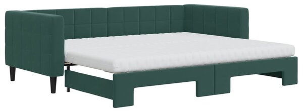 VidaXL Divano letto estraibile con materasso Verde scuro 90x200 cm Velluto