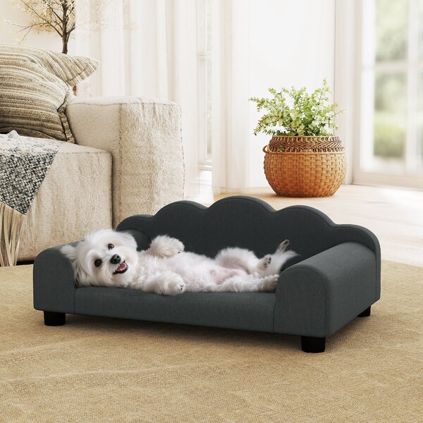 PawHut Divano per cani, divano per animali domestici con schienale e braccioli, traspirante, 66 x 42 x 28,5 cm, grigio scuro | Aosom Italy