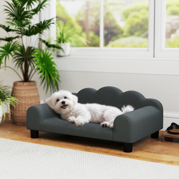 PawHut Divano per cani, divano per animali domestici con schienale e braccioli, traspirante, 66 x 42 x 28,5 cm, grigio scuro | Aosom Italy