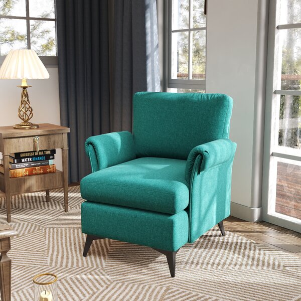 HOMCOM Poltrona d'arredo in Tessuto Effetto Lino Traspirante con Braccioli Arrotolati, 70x73x83 cm, Verde