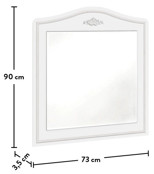 Specchio Da Comò Selena Grey 73x90 cm, Design Elegante Con Cornice Bizzarra Per Camera Giovanile