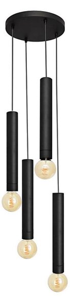 Lampadario a sospensione con filo TUBA 4xE27/15W/230V nero