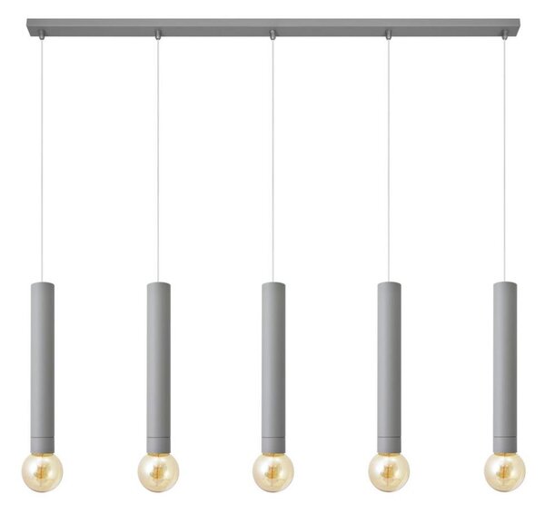 Lampadario a sospensione con filo TUBA 5xE27/15W/230V grigio