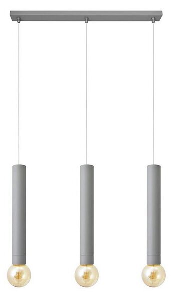 Lampadario a sospensione con filo TUBA 3xE27/15W/230V grigio