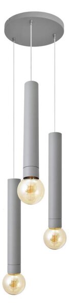 Lampadario a sospensione con filo TUBA 3xE27/15W/230V grigio