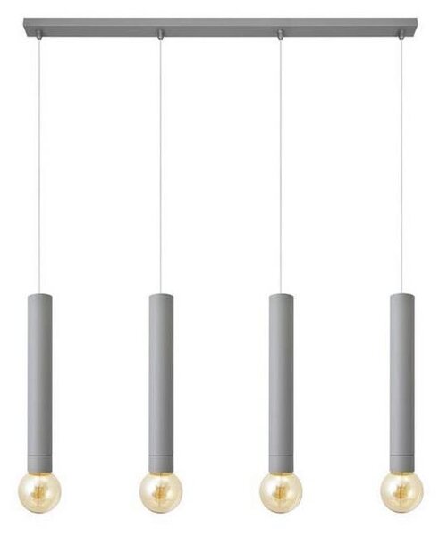 Lampadario a sospensione con filo TUBA 4xE27/15W/230V grigio