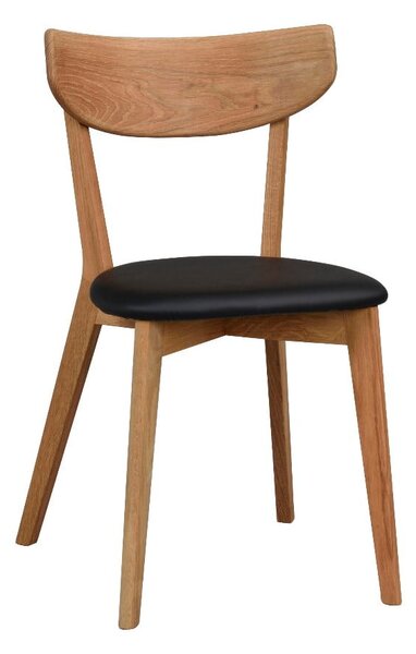 Sedia da pranzo in rovere marrone con seduta nera Ami - Rowico