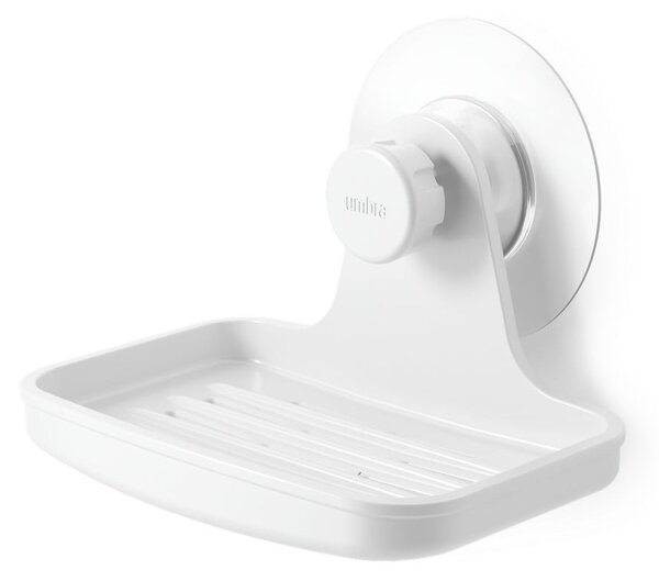 Dispenser di sapone bianco in plastica riciclata senza foratura Flex - Umbra