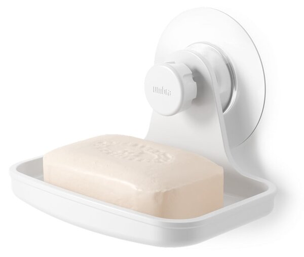 Dispenser di sapone bianco in plastica riciclata senza foratura Flex - Umbra