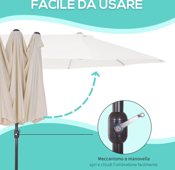 Outsunny Ombrellone Parasole da Giardino Esterno Tessuto Poliestere 4.6 x 2.4m Beige|Aosom